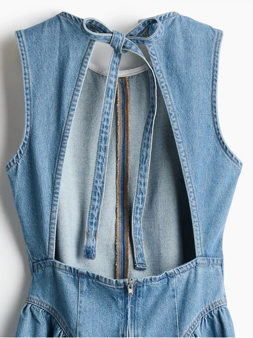 H & M Open Back Sleeveless Blue Denim Midi Dress - Picture 6 of 6